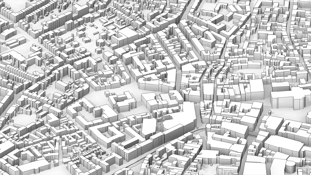 Bygningsvolumener placeret på terrænet i Revit
