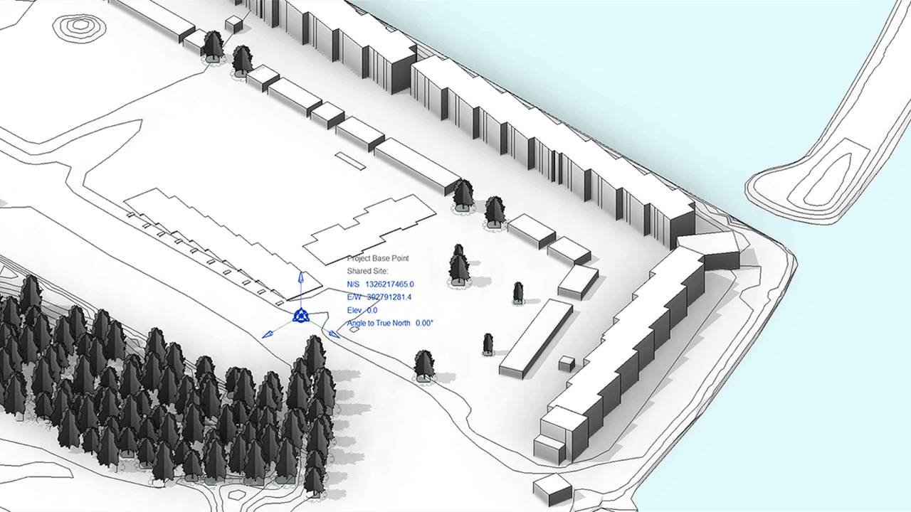Georefereret kortgrundlag placeret korrekt i Revit