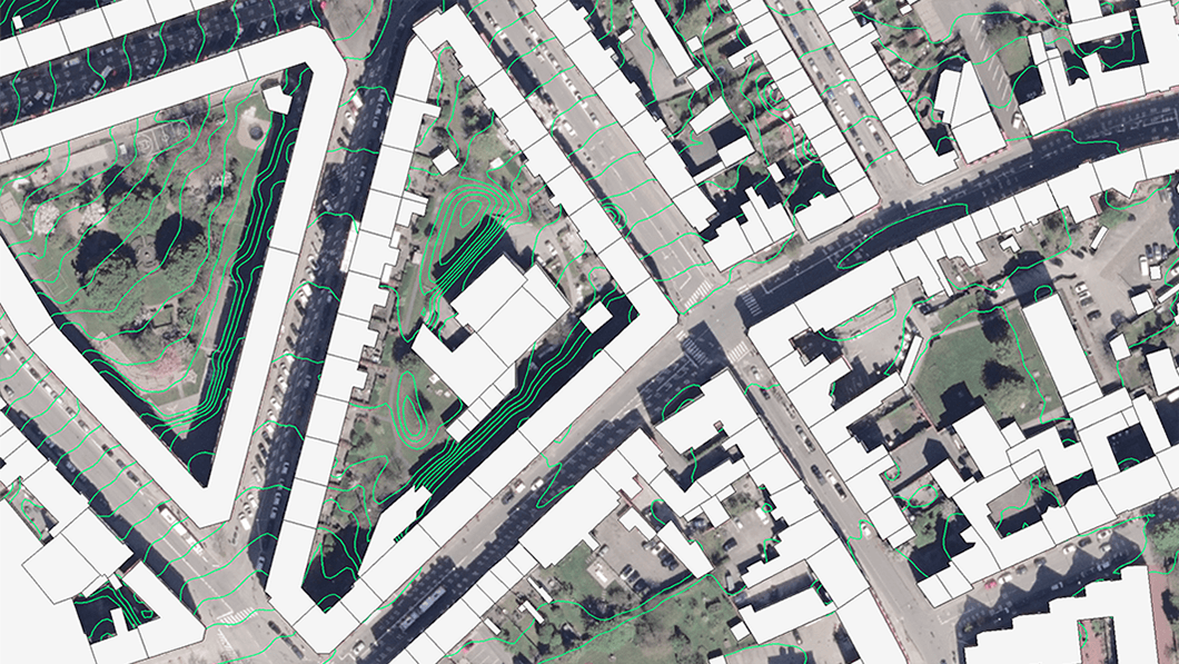 Terrænmodel genereret fra DHM-højdedata i Revit